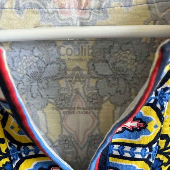 Coolibar Blue and Yellow Patterned Mini Dress - Picture 2 of 5